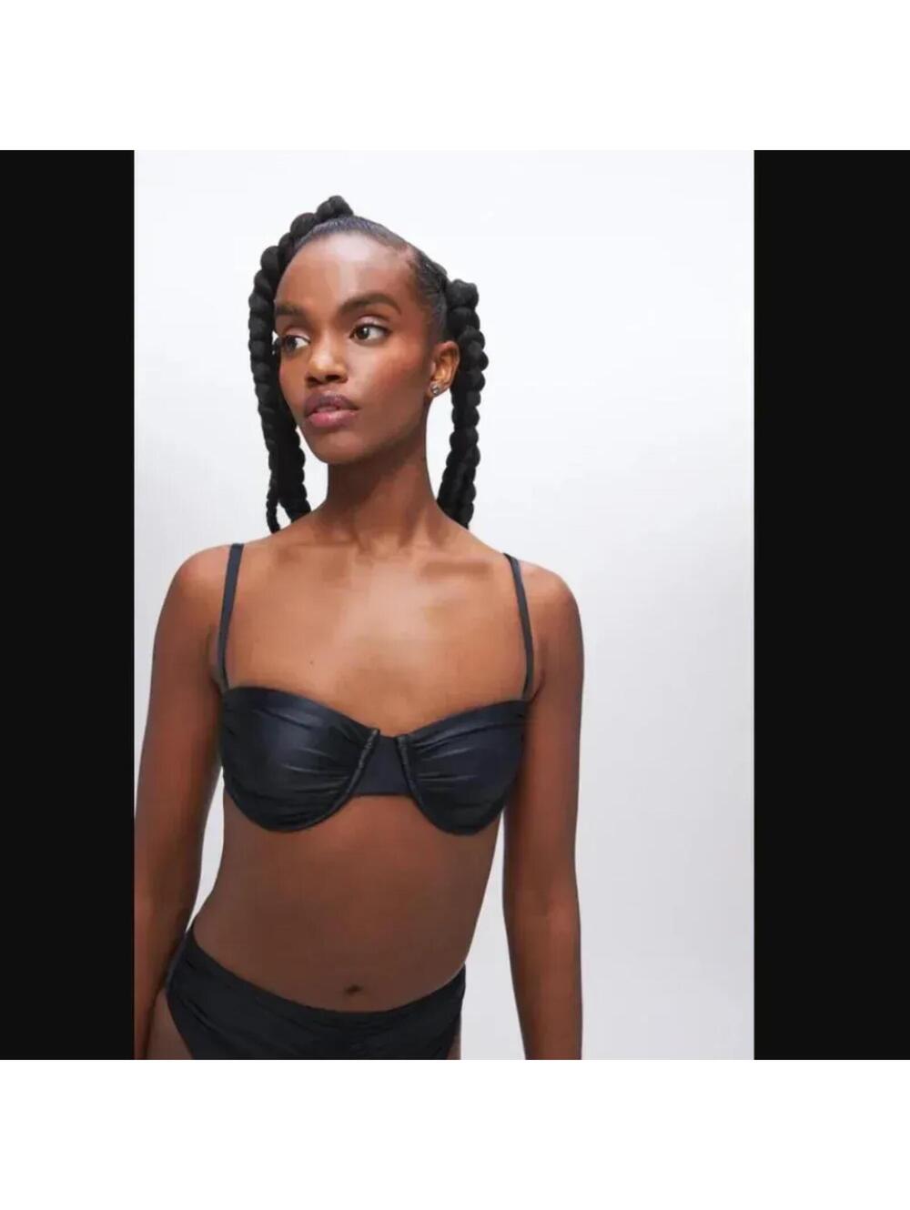 Good American NWT Ruched Demi Cup Bikini Top - Size 2/M - MSRP $65